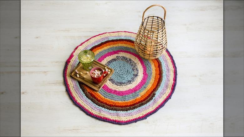 Close up of braided rag rug