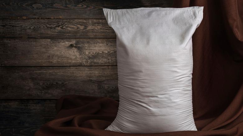 White cloth bag of rice