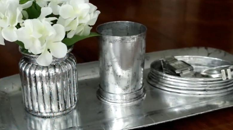 Inexpensive items with faux silver finish made with aluminum foil