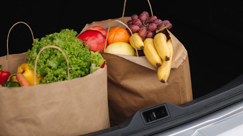paper bags in car trunk