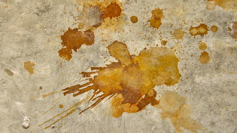 rust stains on concrete floor