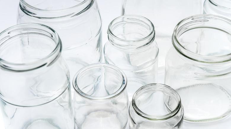 empty glass jars bunched together