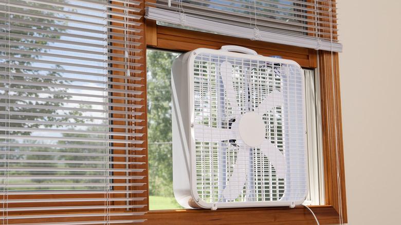 Box fan in window