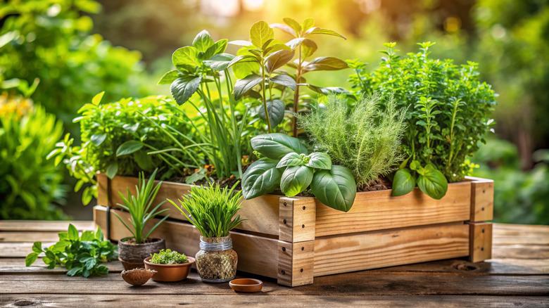 outdoor container herb garden
