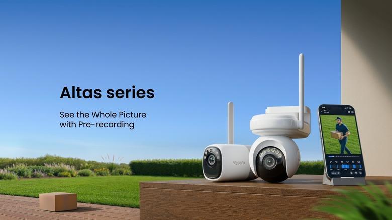 Reolink Altas series image showing the camera set and app